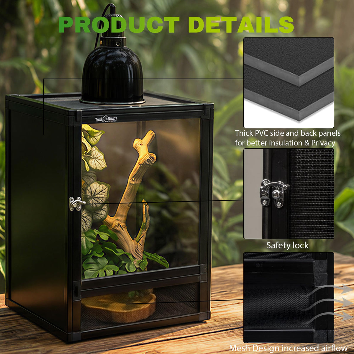 12"x12"x18" PVC Reptile Terrarium with Screen & Acrylic Doors N3524