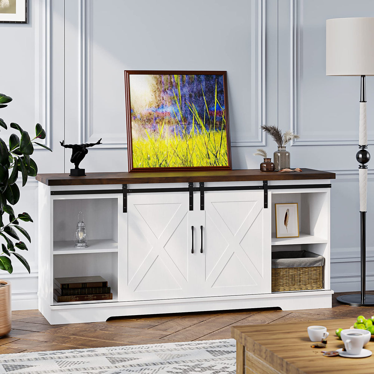 Farmhouse TV Stand Entertainment Center for 65 Inch TV A60599