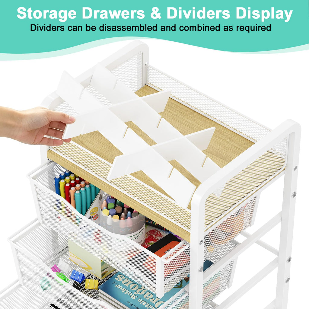 White Rolling Cart with 4 Drawers K892800