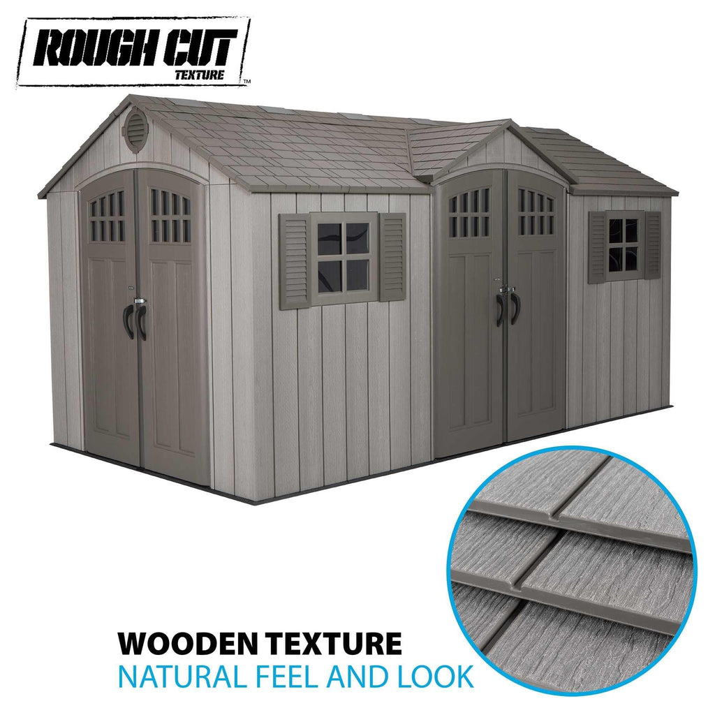 15 ft x 8 ft Gray Resin Outdoor Storage Shed E360