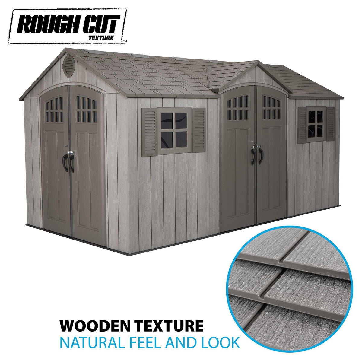 15 ft x 8 ft Gray Resin Outdoor Storage Shed E360