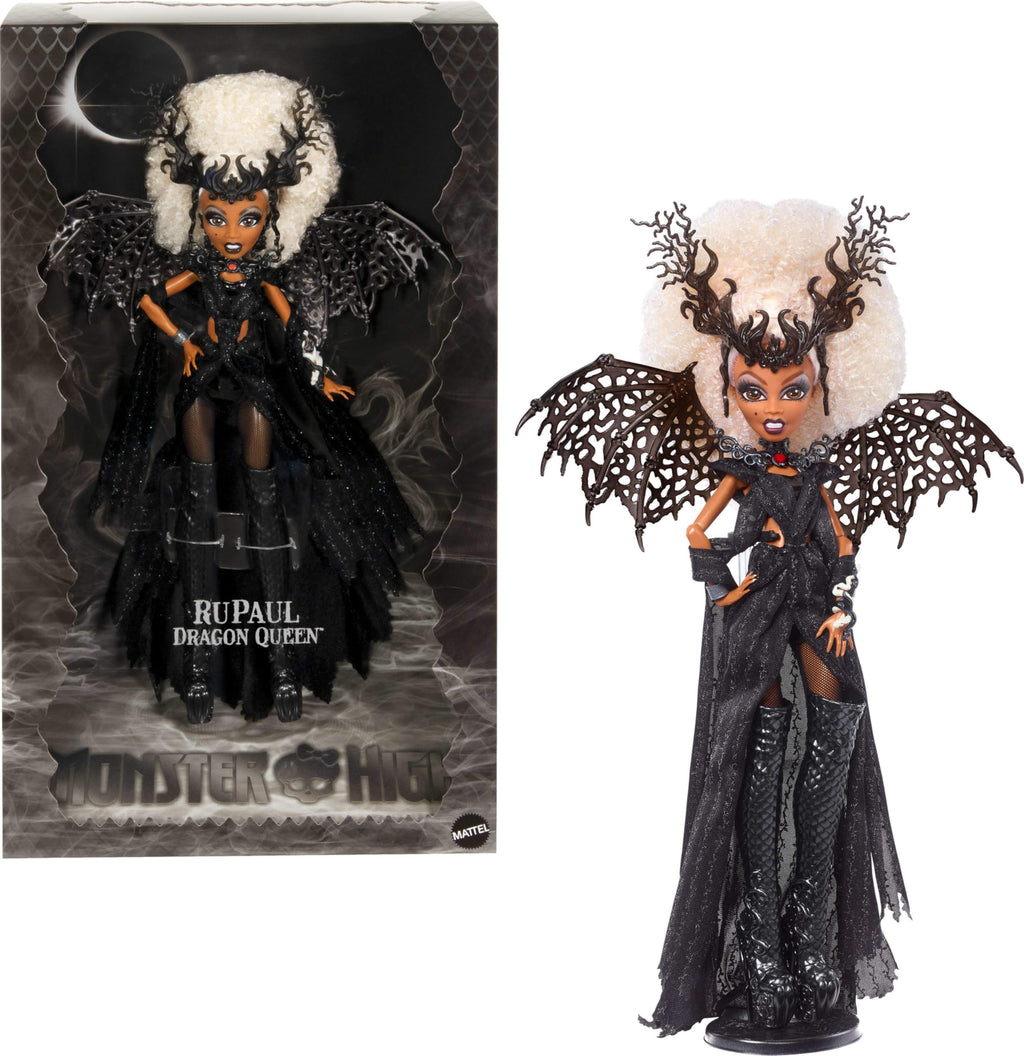 Black Gown Doll with Knee-High Boots and Wings I6822