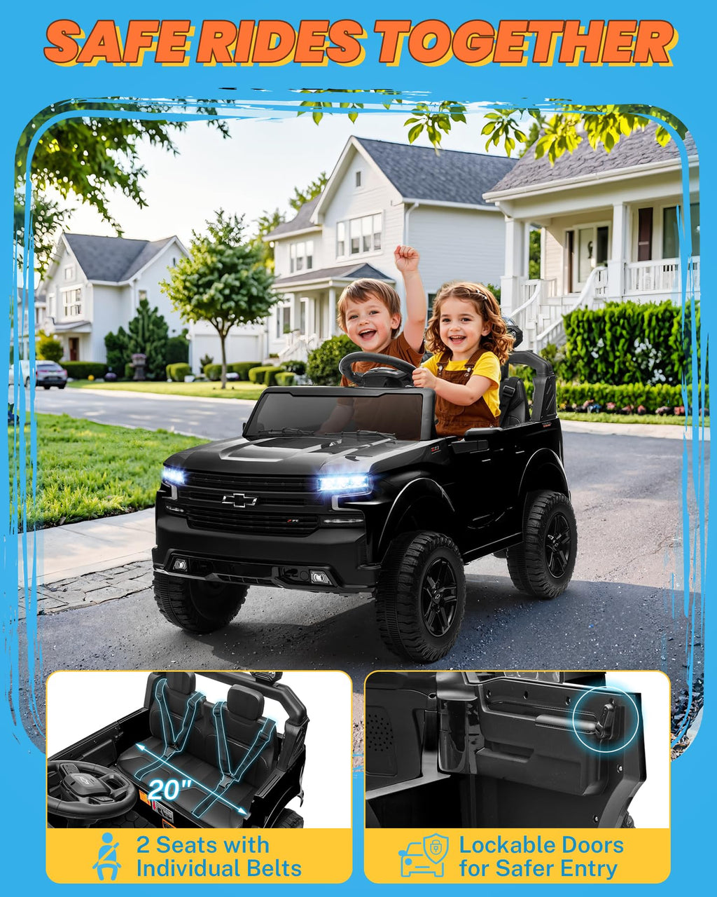 24V 2 Seater Ride on Car with Remote Control, Black G602