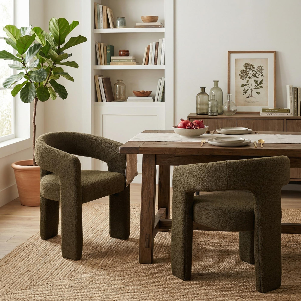 Green Sherpa Barrel Dining Chairs Set of 2 Y72968