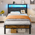 Twin Size Grey Upholstered Bed Frame L6335