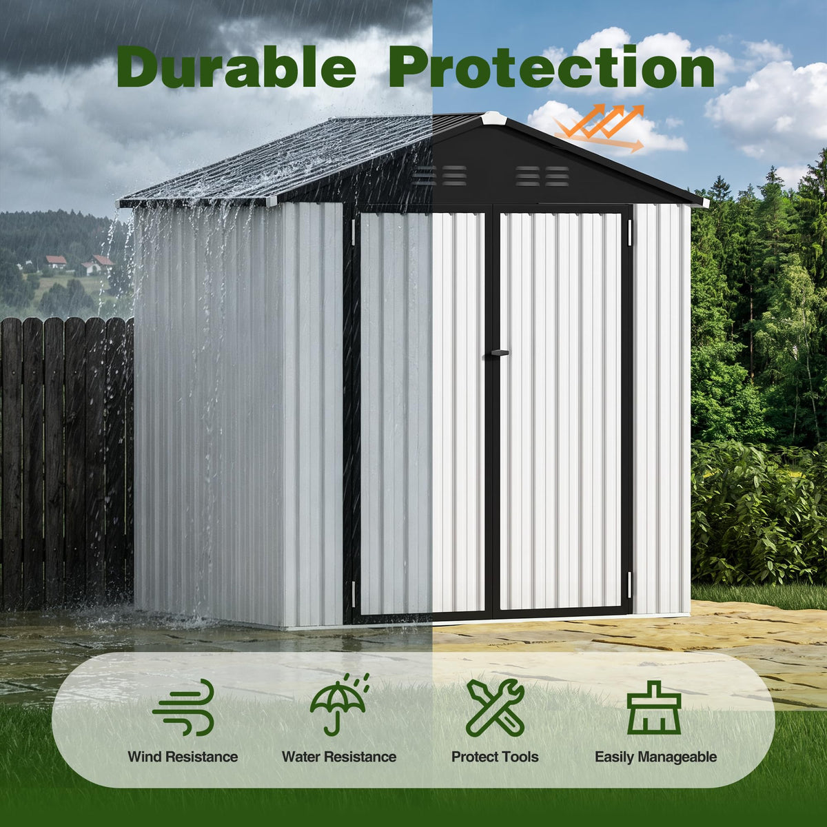 6 x 4 FT Waterproof Metal Outdoor Storage Shed C810