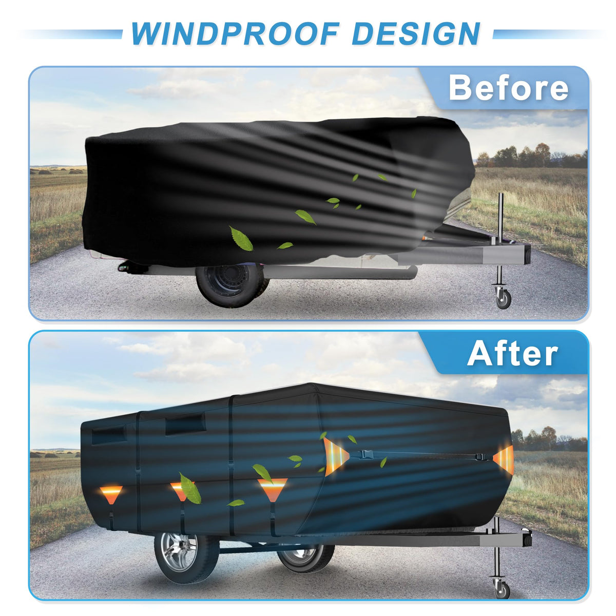 14ft-16ft Heavy Duty Oxford Waterproof Pop-Up Camper Cover V375195