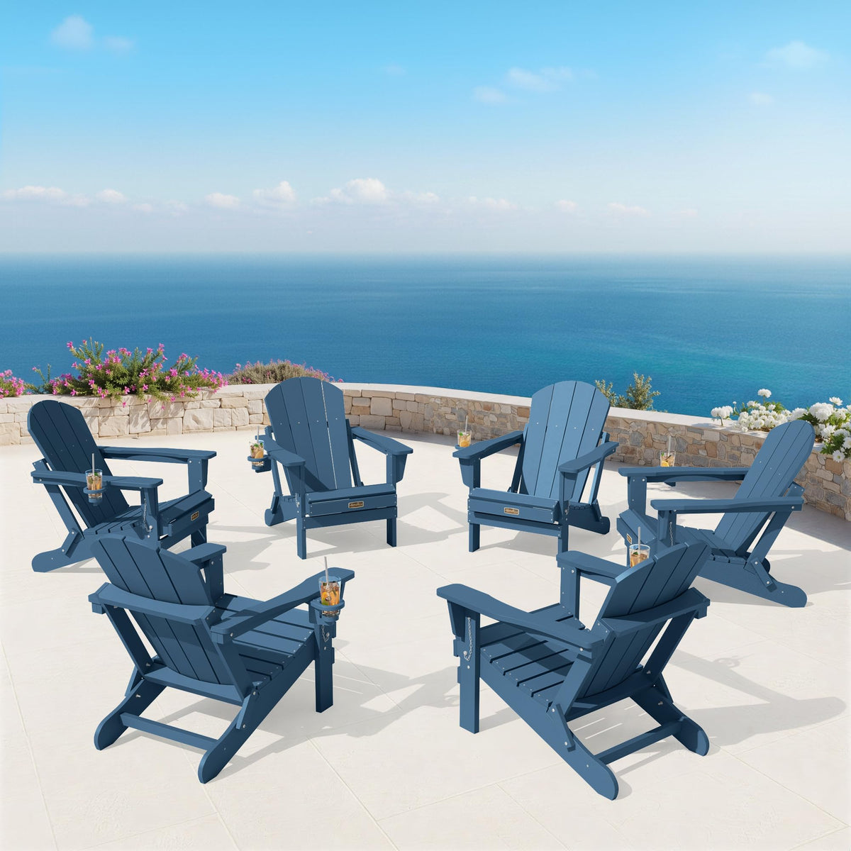 Folding Adirondack Chair Set of 2 with Cup Holder L251908