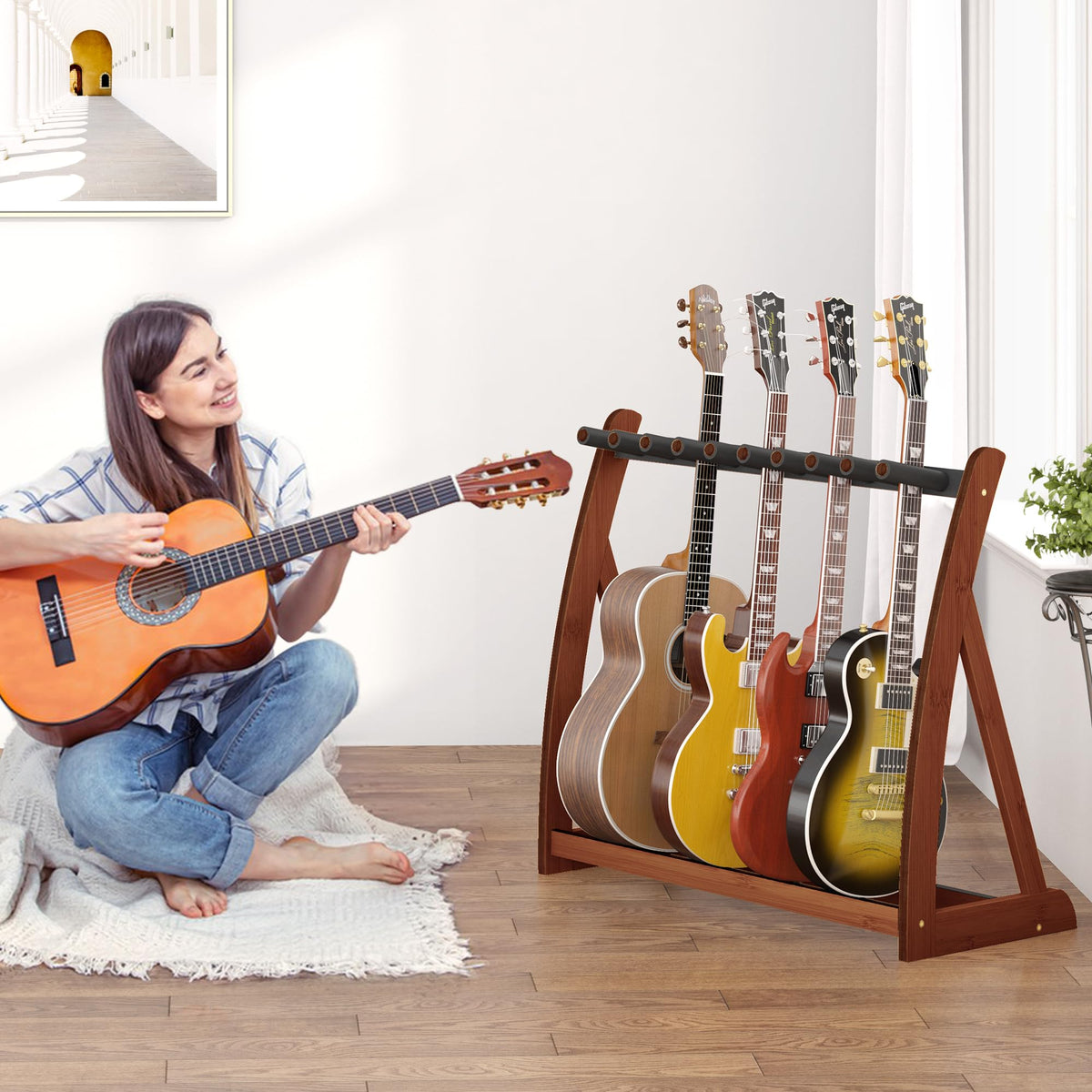 Foldable Adjustable Guitar Stand Rack with No-Slip Non-Scratch Padding S671