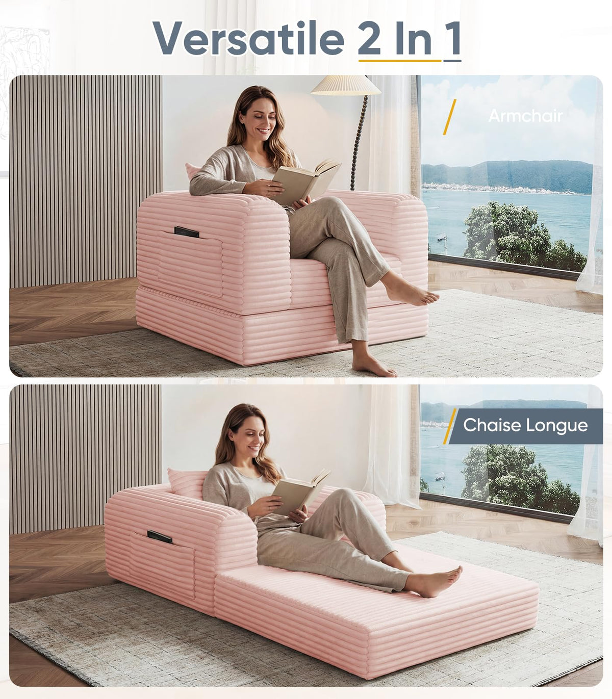 2 in 1 Convertible Sleeper Chair Folding Sofa Bed C492671