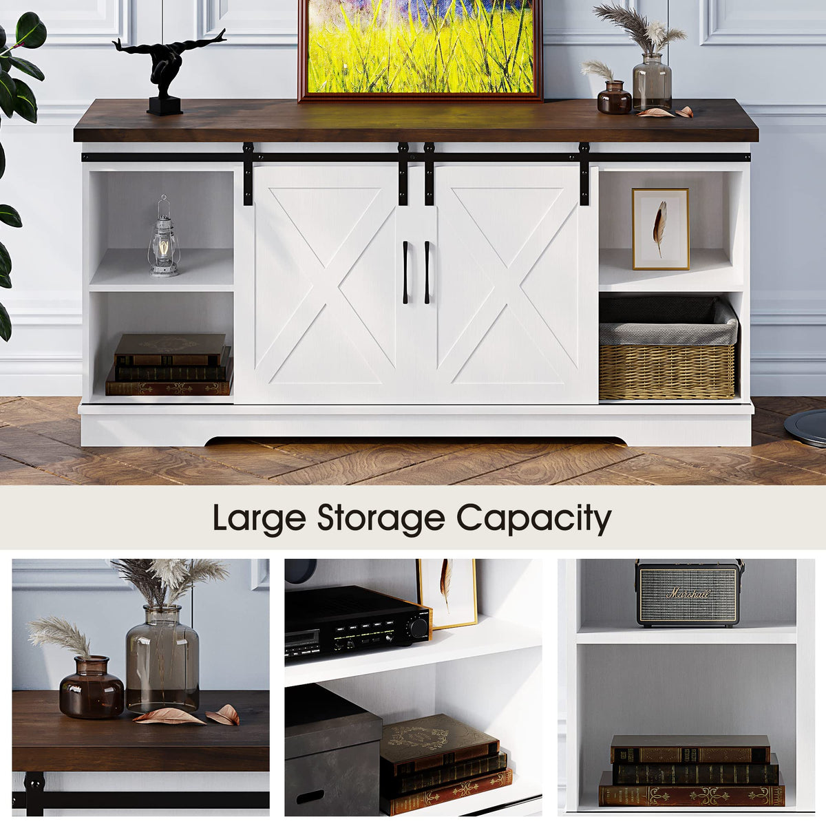 Farmhouse TV Stand Entertainment Center for 65 Inch TV A60599
