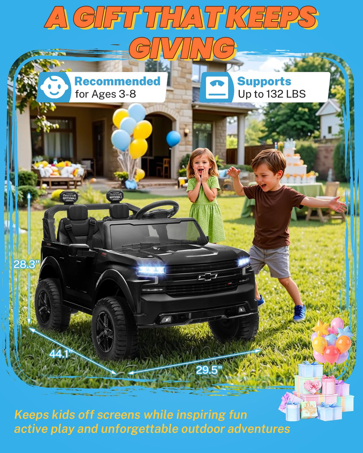 24V 2 Seater Ride on Car with Remote Control, Black G602