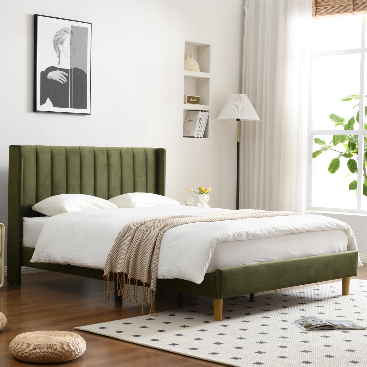 Queen Bed Frame with Upholstered Headboard P49907