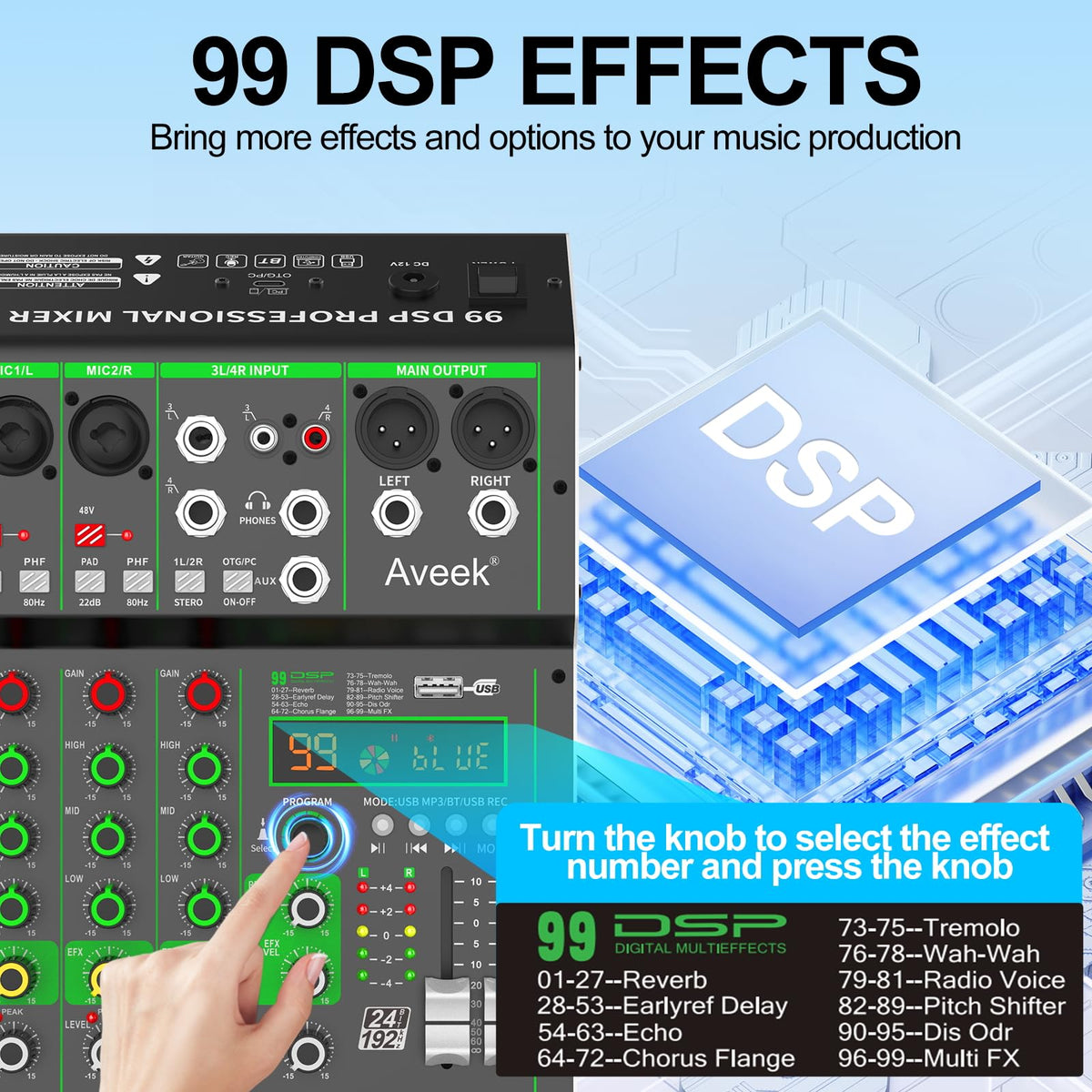 4 Channel Audio Mixer with Bluetooth and USB K55980