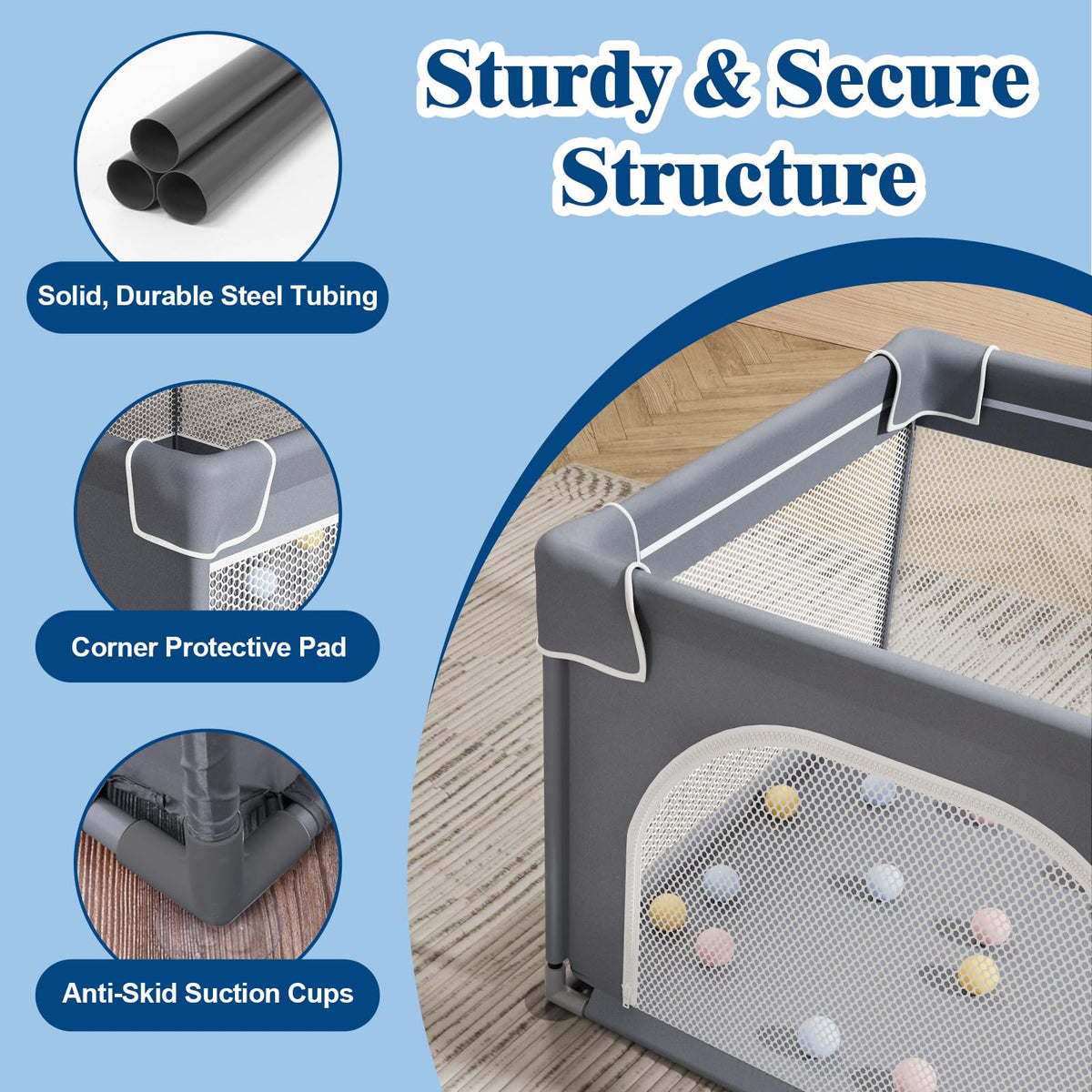 Small Playpen for Babies and Toddlers, 36"x36" Mesh S77370