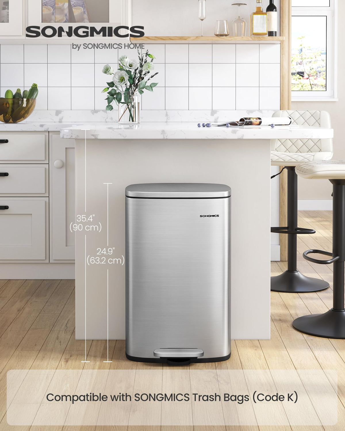 13 Gallon Stainless Steel Trash Can M495