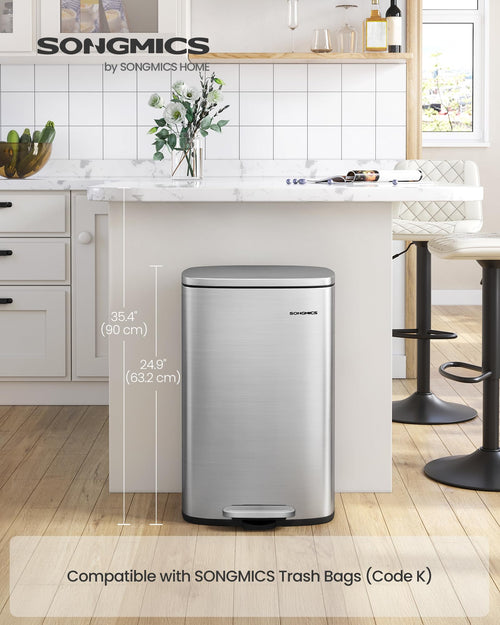 13 Gallon Stainless Steel Trash Can M495