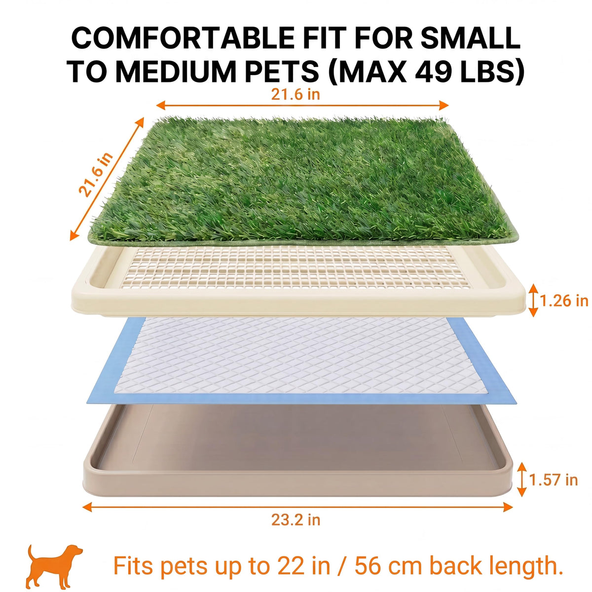 Dog Grass Pad with Tray, 2 Washable Grass Pads L8816