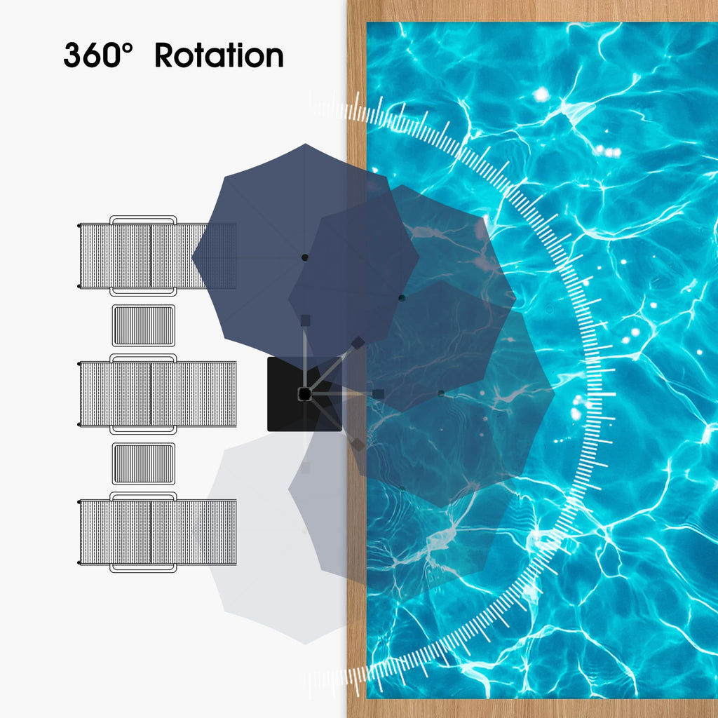 Navy Blue 10 FT Cantilever Patio Umbrella with Base T492