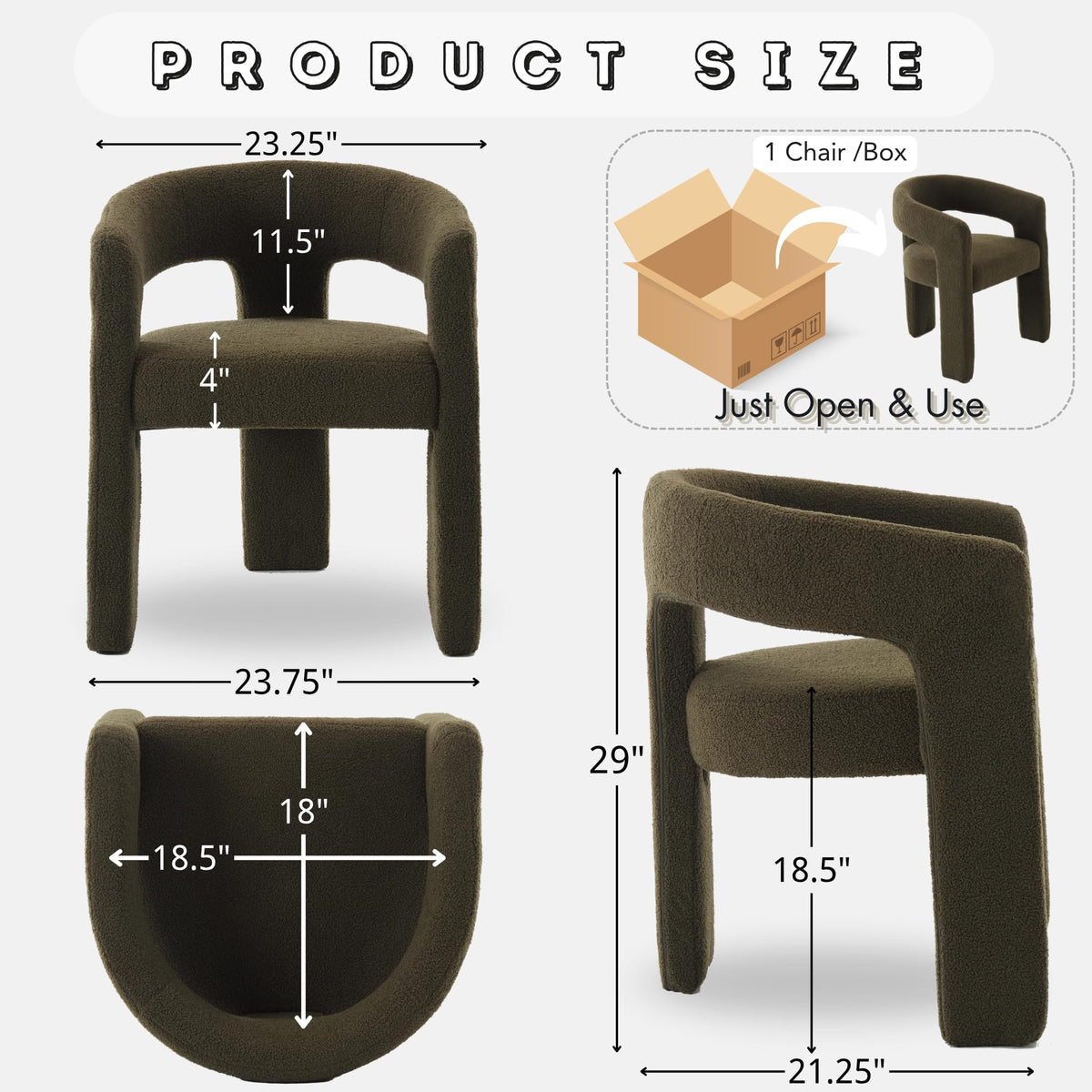 Green Sherpa Barrel Dining Chairs Set of 2 Y72968