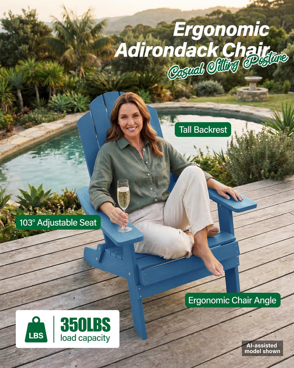 Folding Adirondack Chairs Set of 2 Plastic Chair X948963