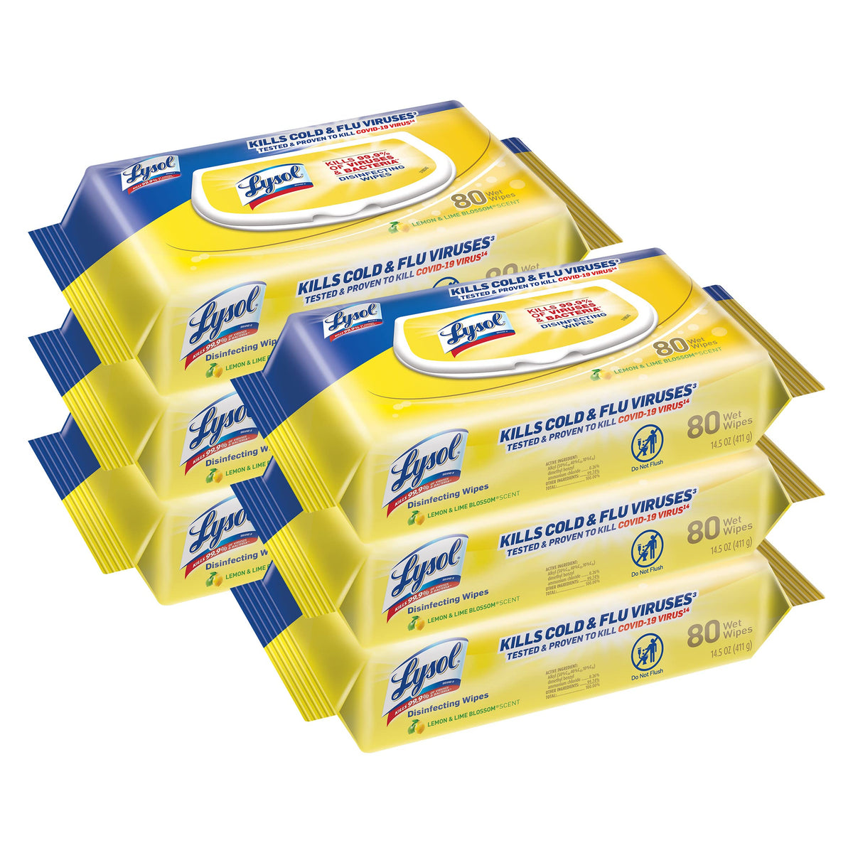 Multi-Surface Antibacterial Cleaning Wipes, Lemon and Lime Blossom, 480 Count W267252