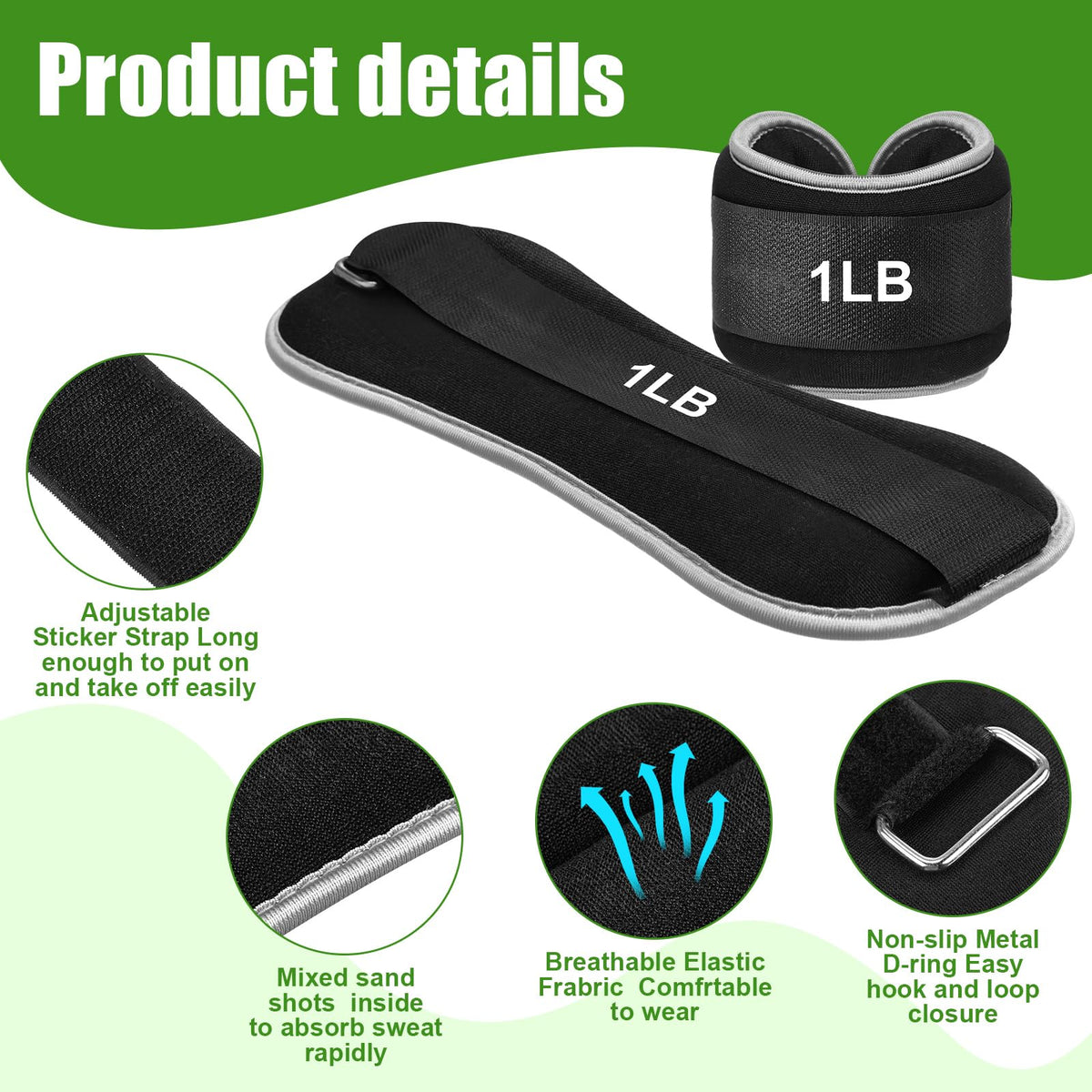 4 Pairs Adjustable Ankle Leg Weights Set D25229