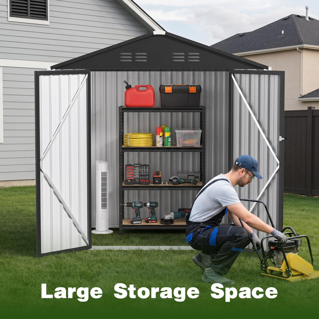 6 x 4 FT Waterproof Metal Outdoor Storage Shed C810