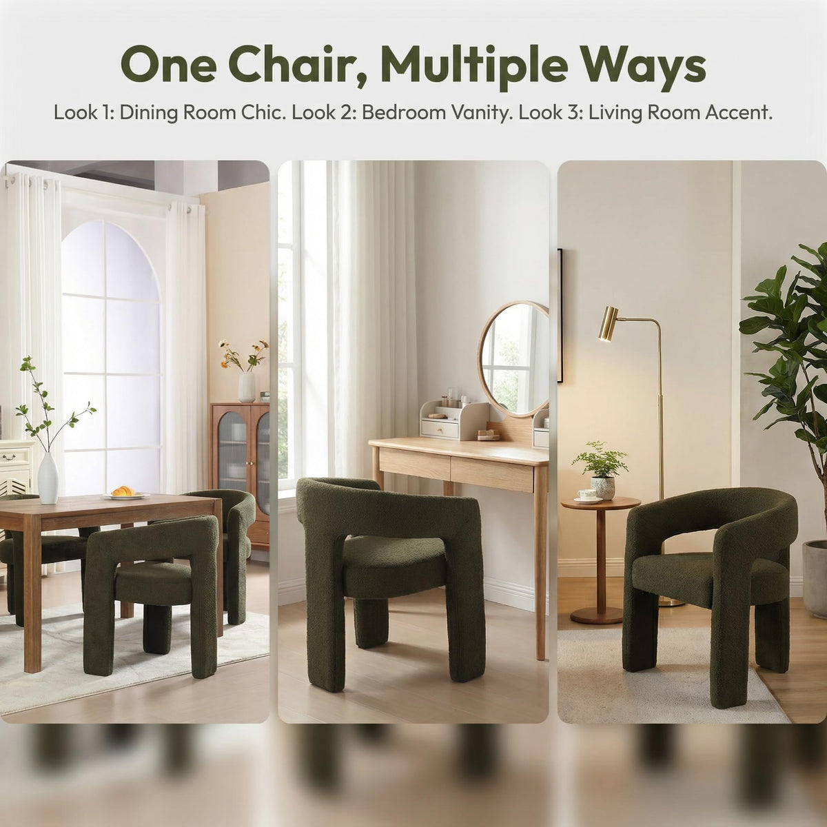 Green Sherpa Barrel Dining Chairs Set of 2 Y72968