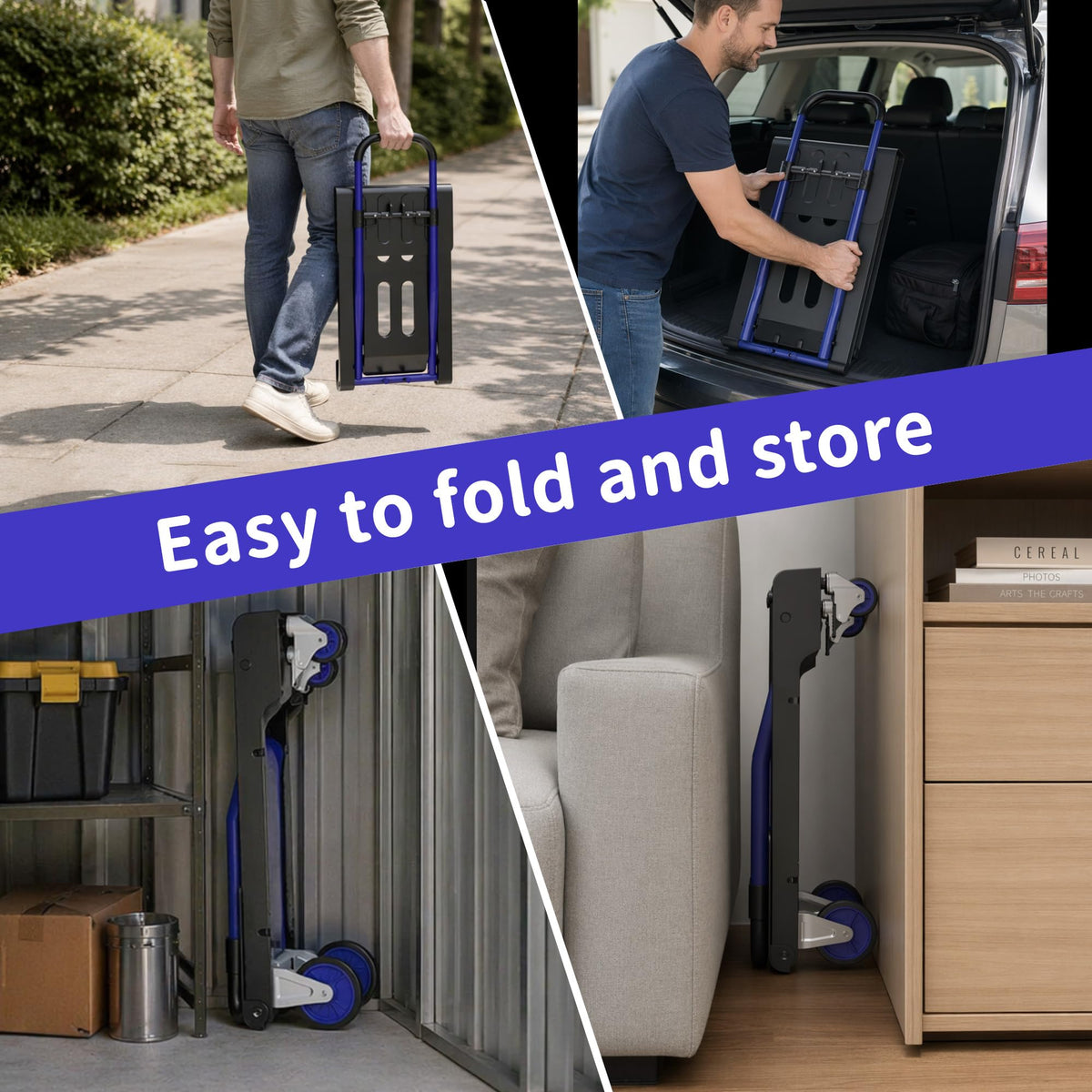 3-in-1 Folding Hand Truck 330lbs Portable Dolly Cart with Adjustable Handle R549055