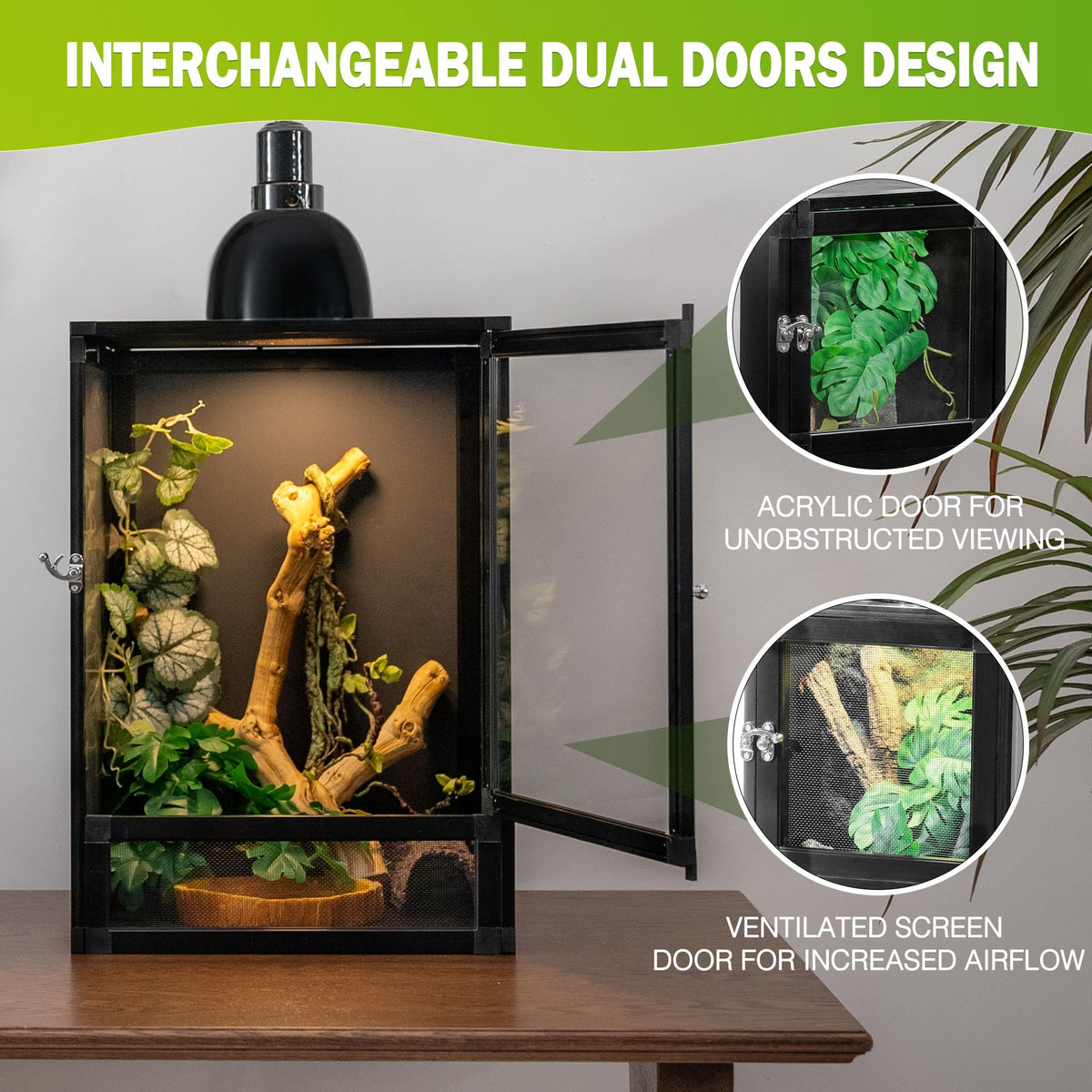 12"x12"x18" PVC Reptile Terrarium with Screen & Acrylic Doors N3524