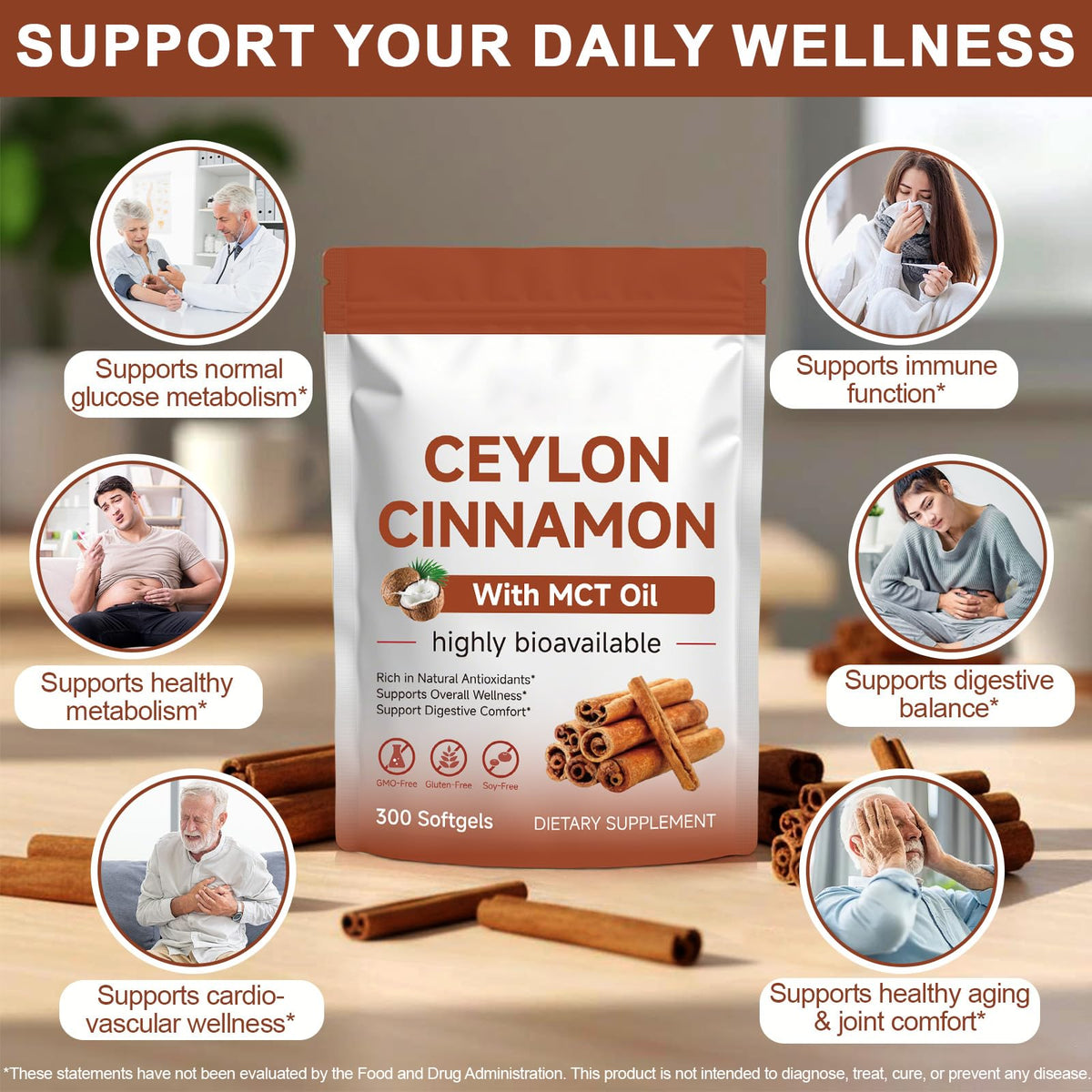Cinnamon Capsules 300 Softgels with MCT Oil O962