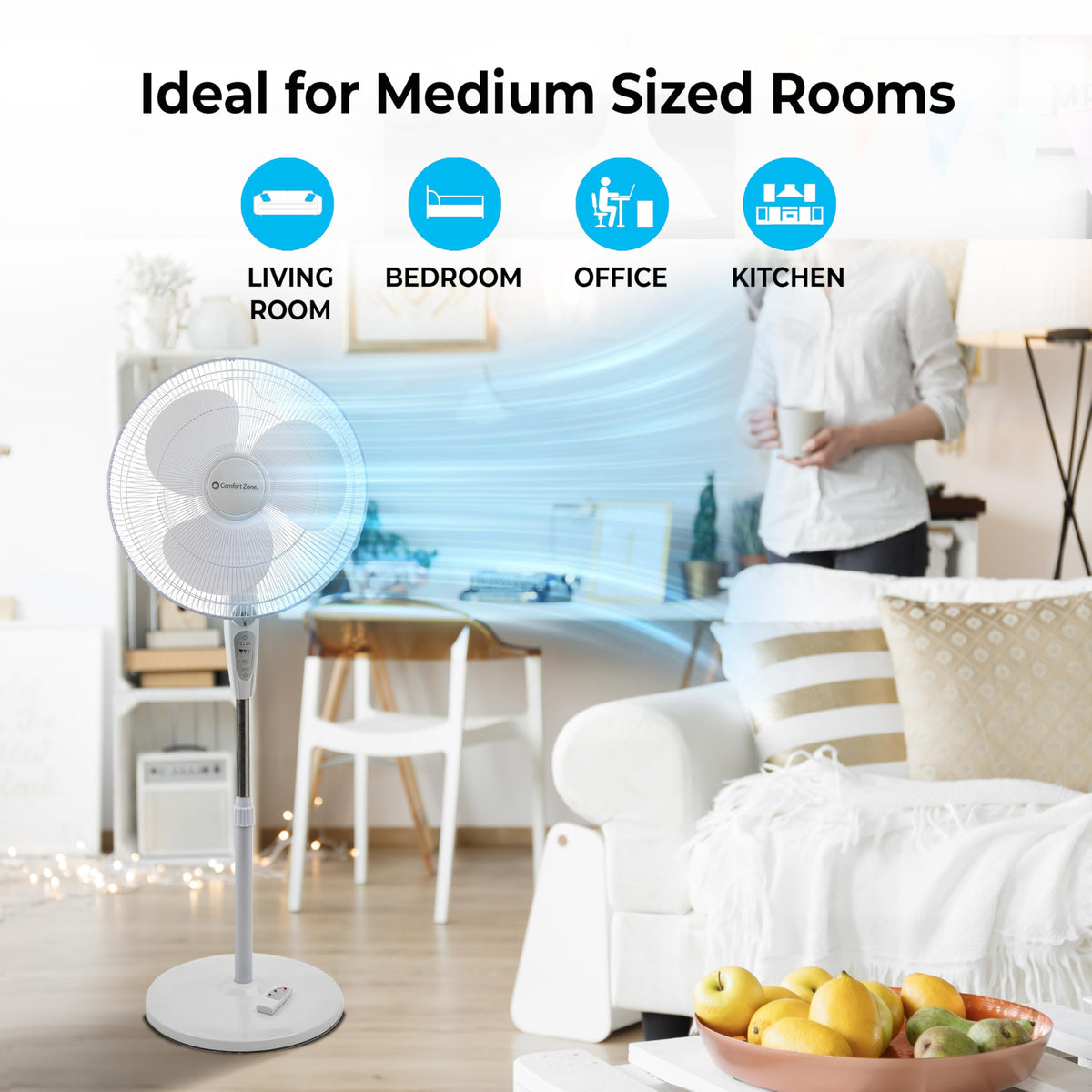 18-Inch Oscillating Pedestal Fan with Remote Control S8513