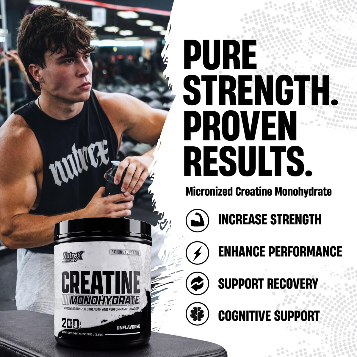 Micronized Creatine Monohydrate Powder 200 Servings 1KG Unflavored L431123