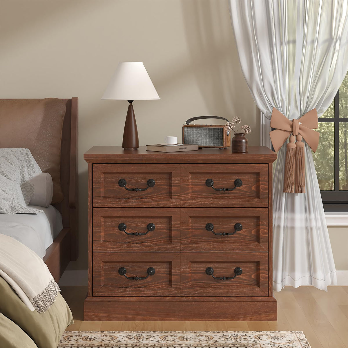 Cherry Wood Nightstand with Charging Station W62327