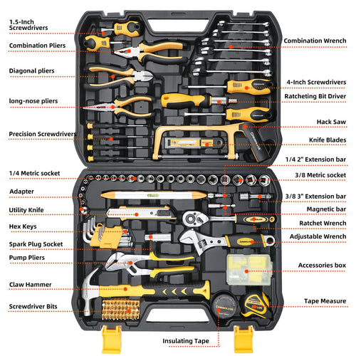 199 Piece Tool Kit with Socket Wrench Tool Box Case I25655