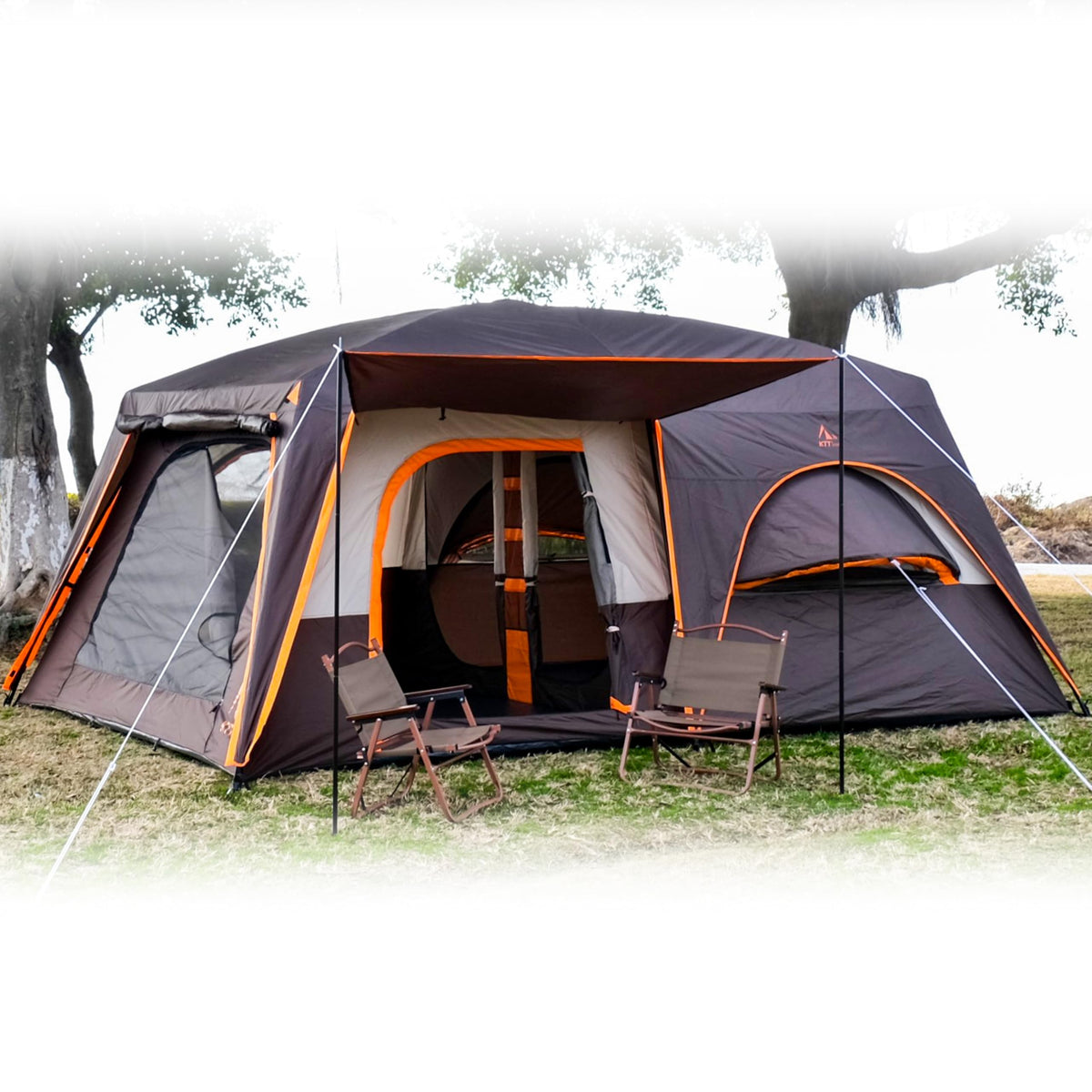 Extra Large 12 Person 2 Room 3 Door Waterproof Double Layer Cabin Tent R794288