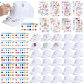 30 Pcs White Blank Adjustable Baseball Caps with Acrylic Paint Brushes Q6993