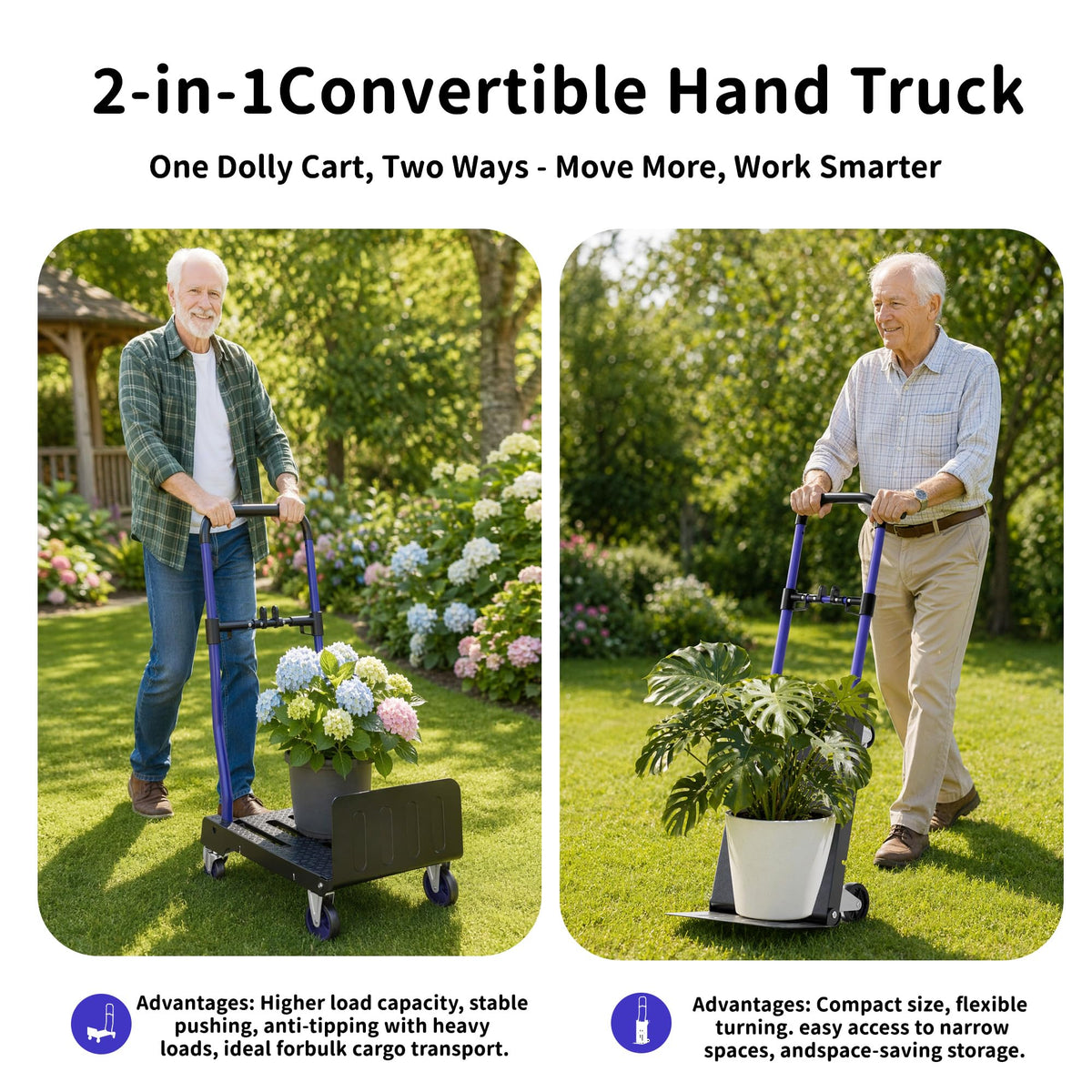3-in-1 Folding Hand Truck 330lbs Portable Dolly Cart with Adjustable Handle R549055
