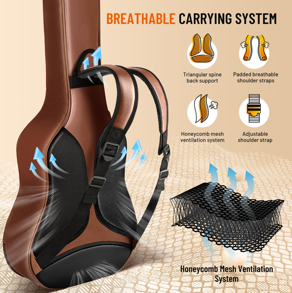 0.8in Thick Padding Waterproof Acoustic Guitar Case U21356