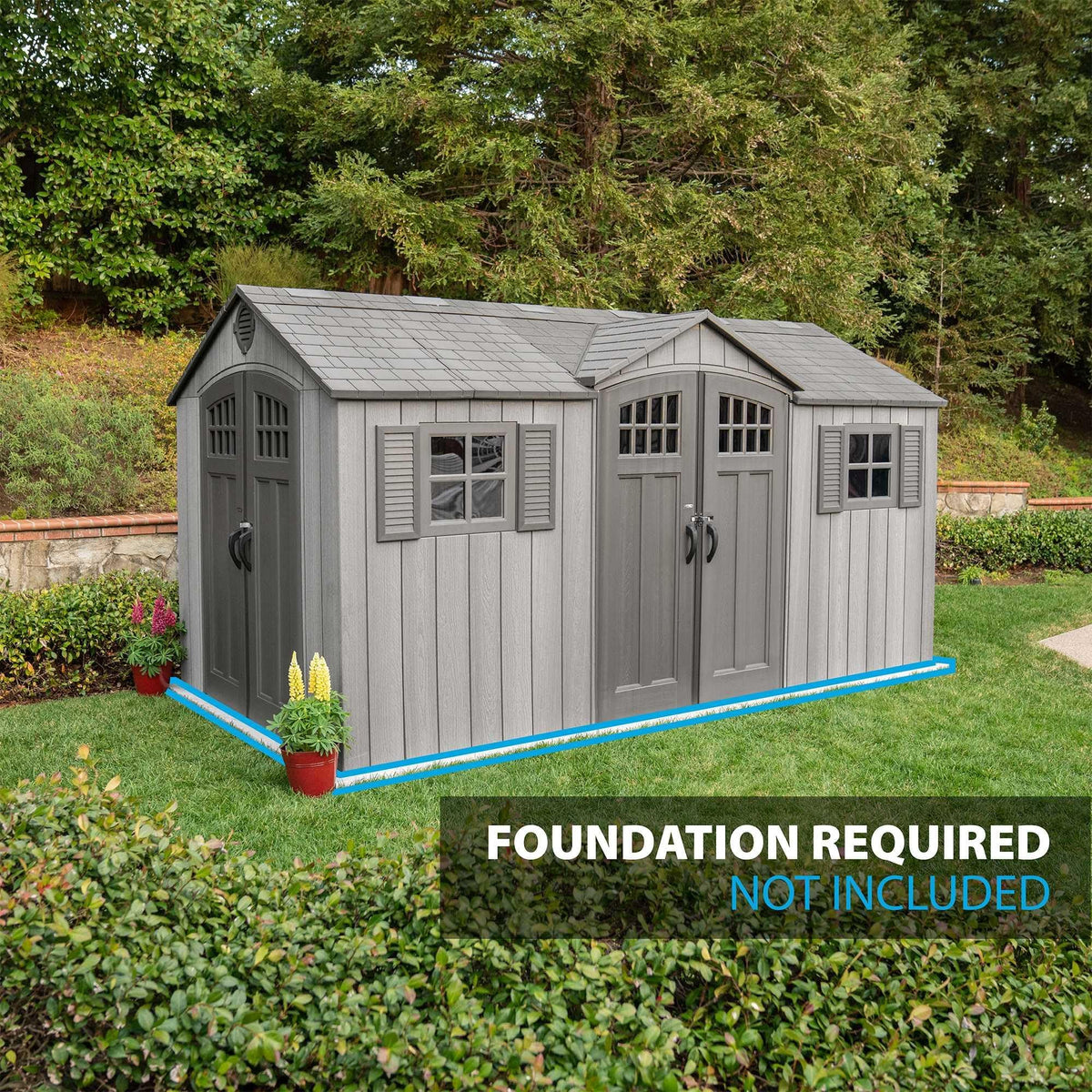 15 ft x 8 ft Gray Resin Outdoor Storage Shed E360