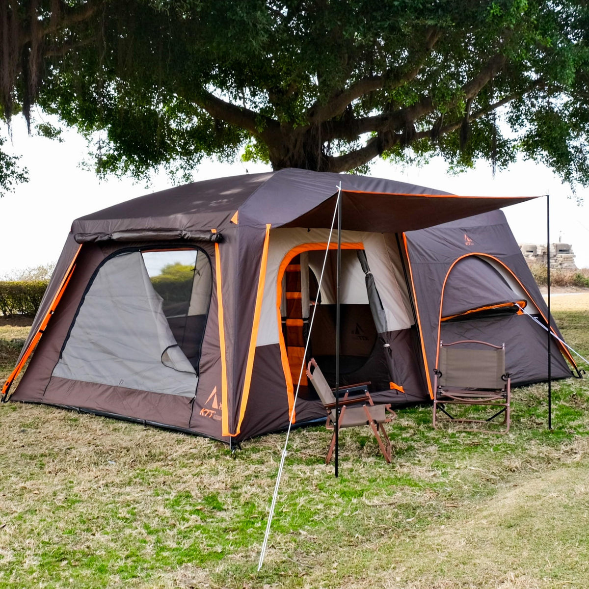 Extra Large 12 Person 2 Room 3 Door Waterproof Double Layer Cabin Tent R794288