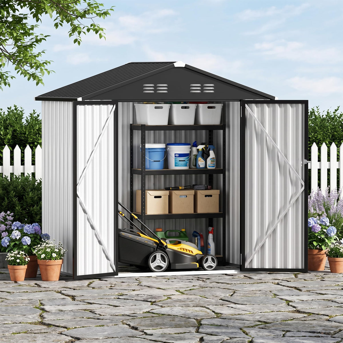 6 x 4 FT Waterproof Metal Outdoor Storage Shed C810
