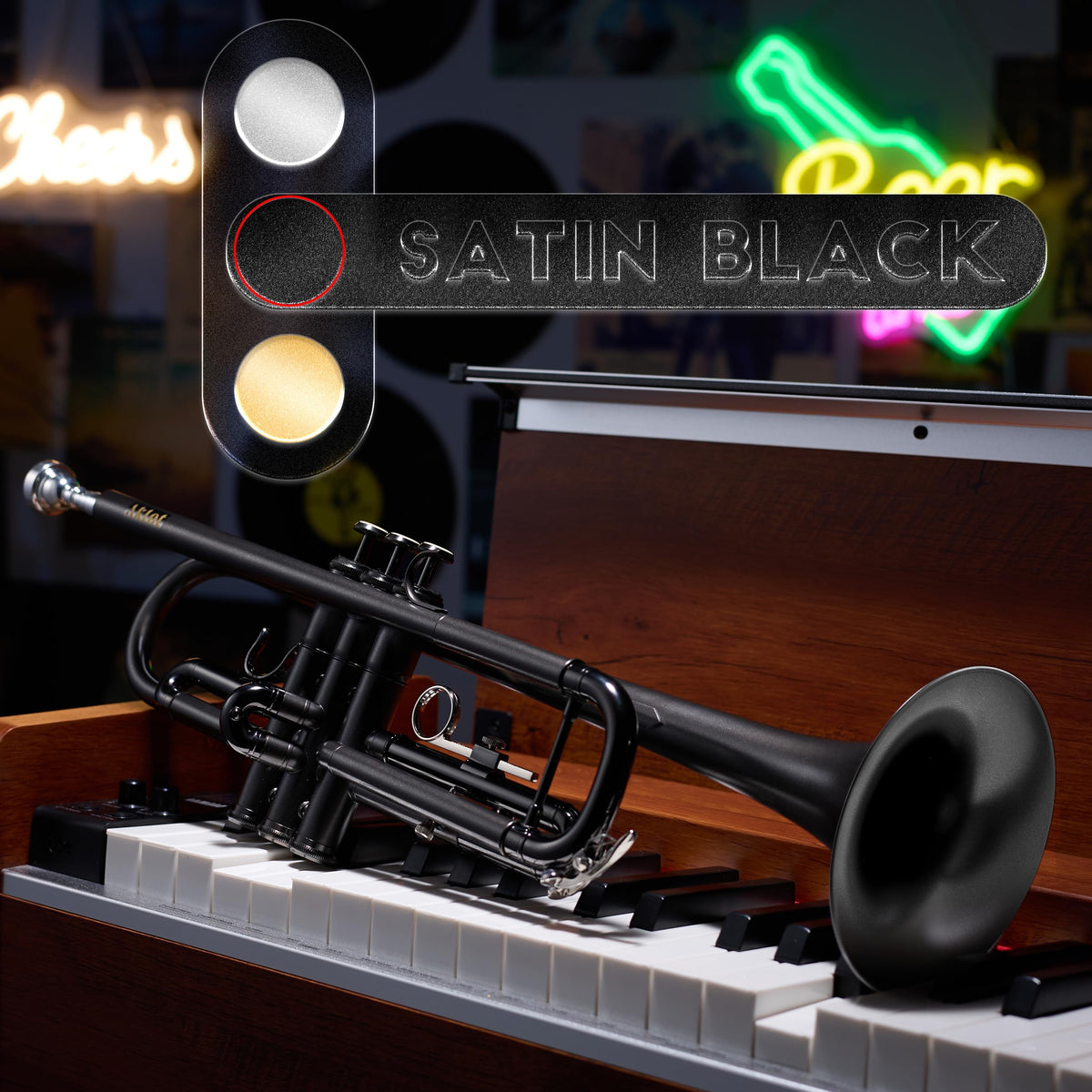 Satin Black Bb Trumpet with Hard Case I712626