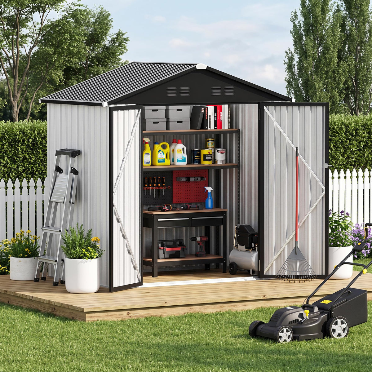 6 x 4 FT Waterproof Metal Outdoor Storage Shed C810