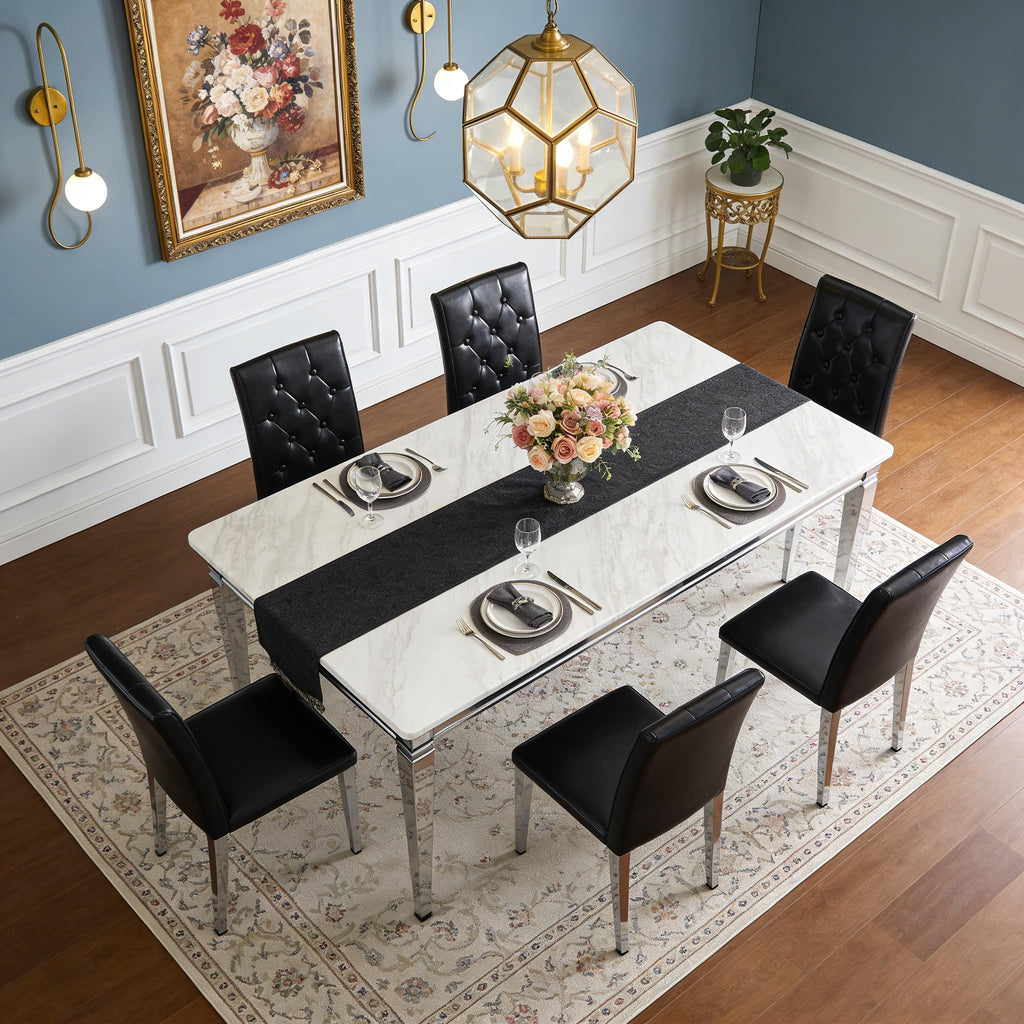 Black Upholstered Dining Chairs Set of 4 with Silver Metal Legs Q13510