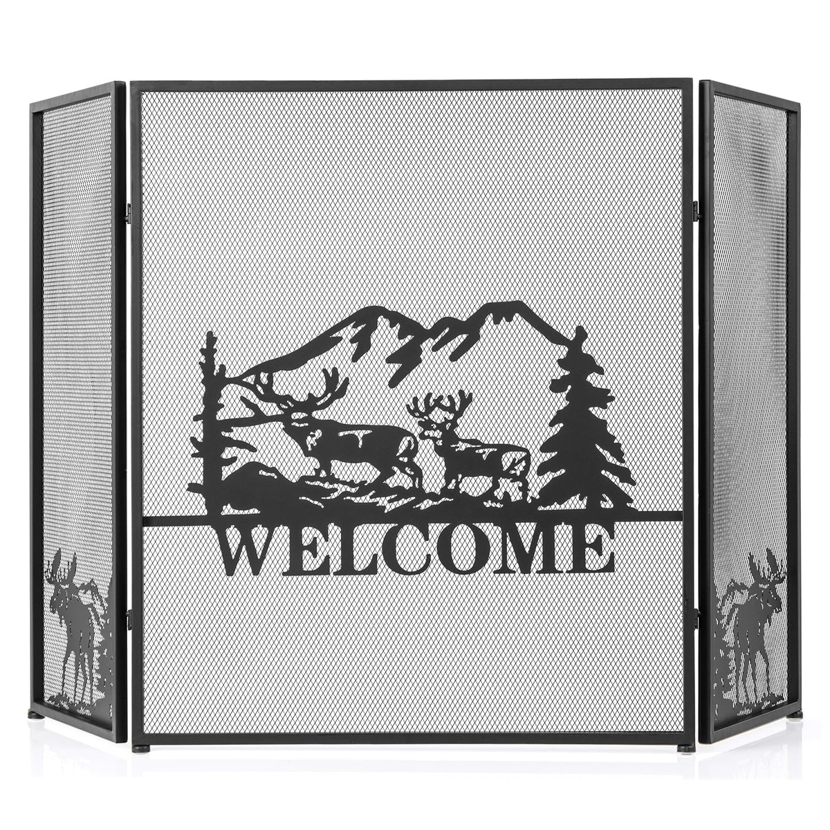 Foldable Fireplace Screen with Moose Pattern G52462