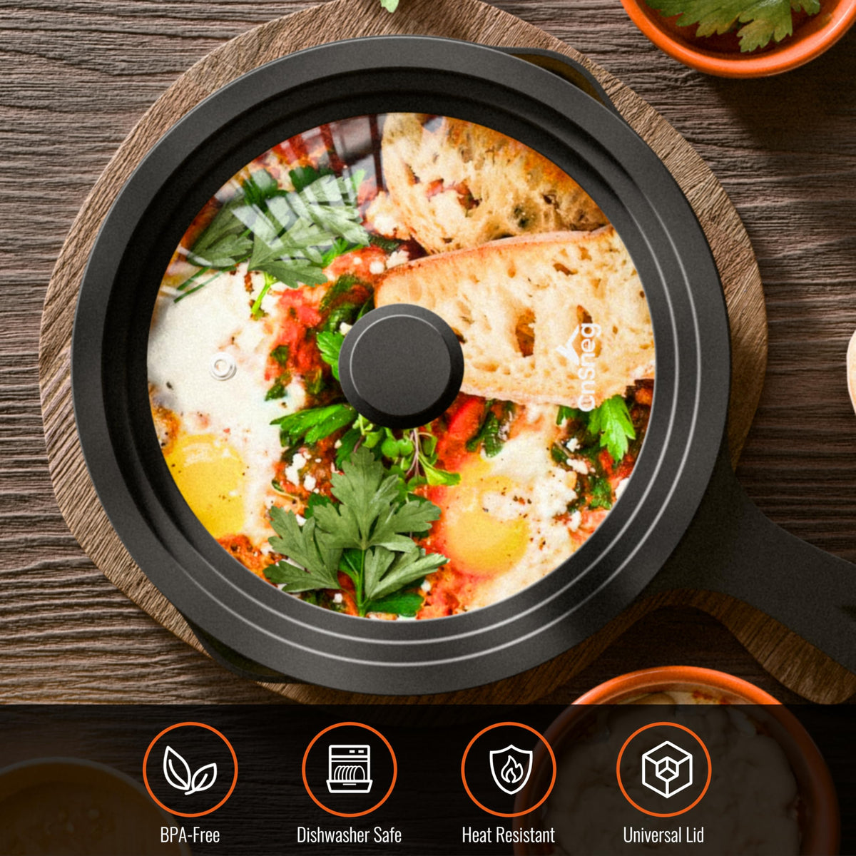 Tempered Glass Pot Lid with Silicone Rim, 10.5", 11" and 12" M381