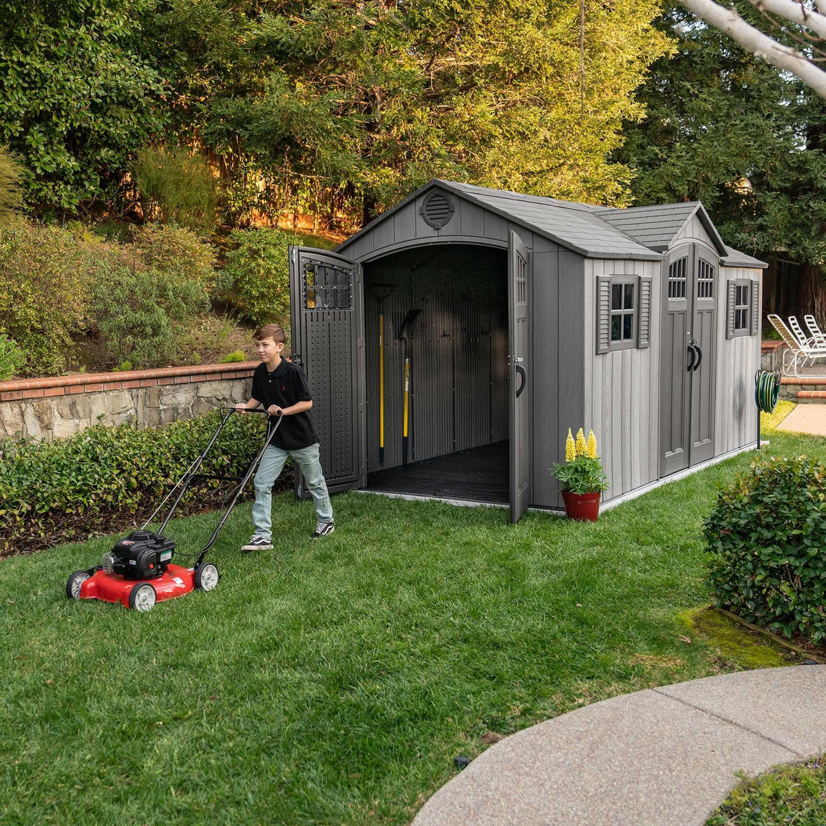 15 ft x 8 ft Gray Resin Outdoor Storage Shed E360