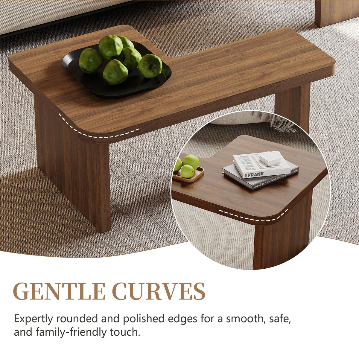 Brown Wooden L-Shape Coffee Table Set of 2 L633173